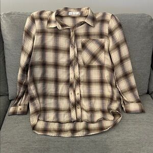 Plaid Button Down Shirt - Brown